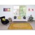 Handmade Vintage Turkish Area Rug. Yellow Overdyed Carpet