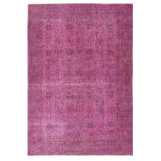 Vintage Handmade Turkish Wool Area Rug Redyed in Pink for Modern Interiors